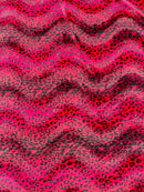 Leopard Velboa Faux Fur Fabric - Red / Black - Cheetah Animal Print Velboa Fabric Sold By The Yard