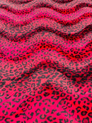 Leopard Velboa Faux Fur Fabric - Red / Black - Cheetah Animal Print Velboa Fabric Sold By The Yard