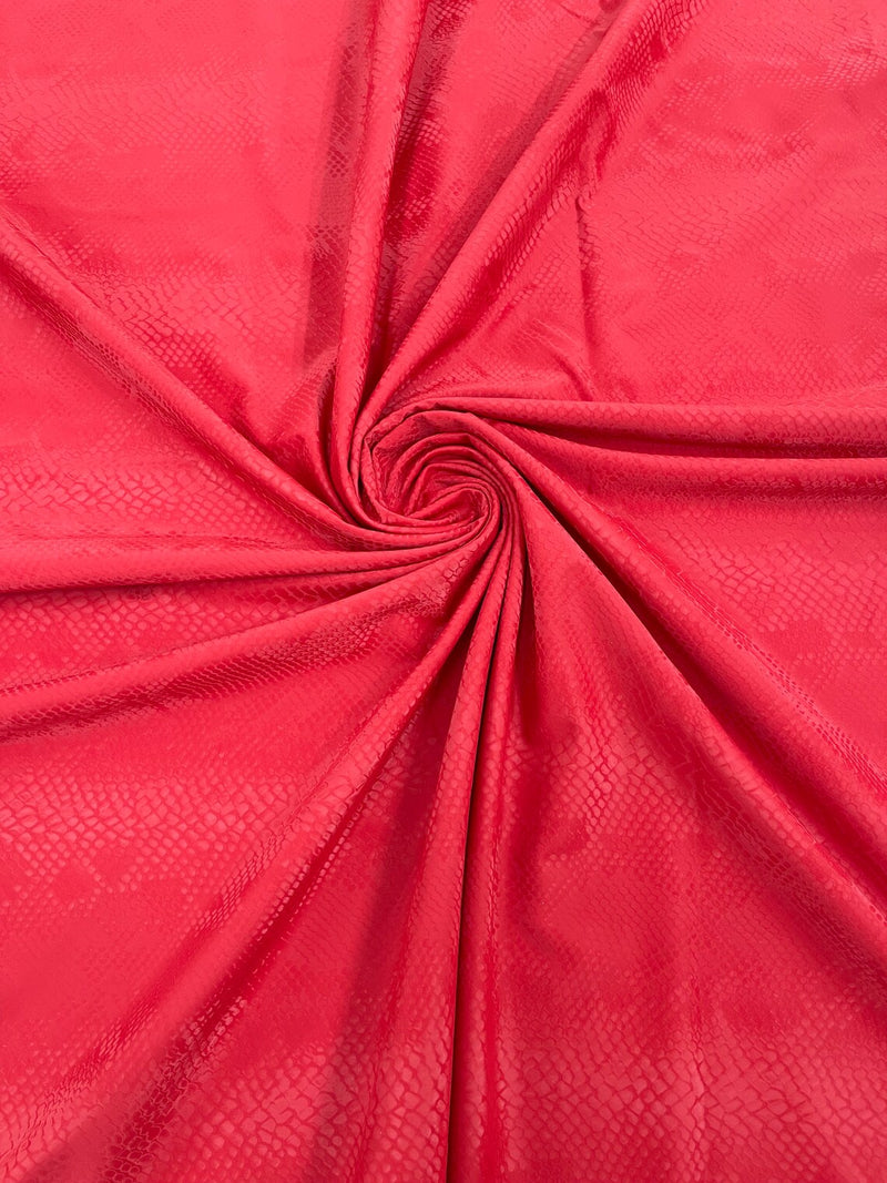 Snake Skin Spandex Fabric - Red - Matte Snake Print Stretch Costume, Legging Fabric By Yard