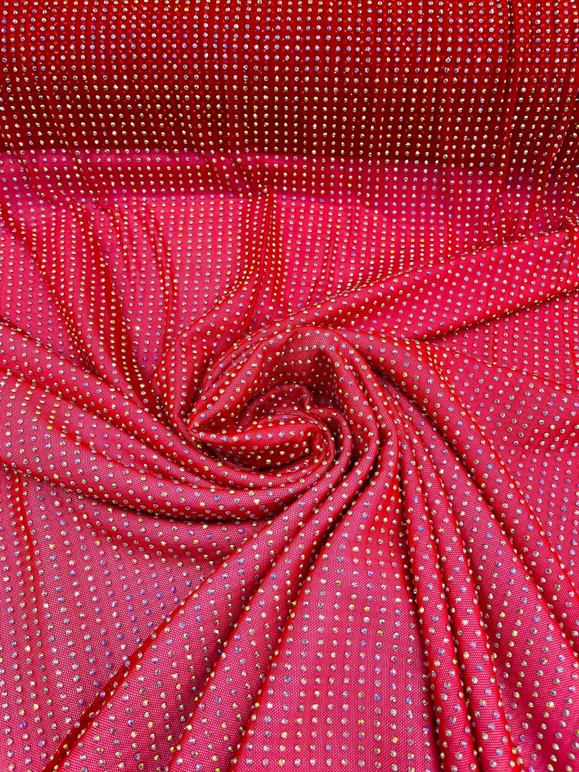Power Mesh Rhinestone Fabric - Red - 4 Way Stretch Power Mesh Fabric C ...