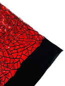 Mirror Sequins Velvet Fabric - Red - Large Shiny Mirror Cut Sequins By Yard