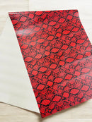 Snake Python Faux Leather Vinyl - Red - 3D Snake Print Design Embossed Vinyl By Yard