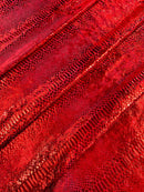 Anaconda Stretch Velvet - Red - 58/60" Stretch Velvet Fabric with Anaconda Snake Print By Yard
