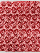 Butterfly Sequins Fabric - Red - Metallic Floral Butterfly Design on Lace Fabric By Yard