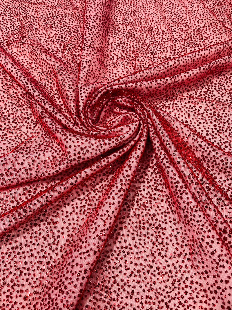 Glitter Mesh Sheer Fabric - Red - 60" Wide Shiny Glitter Mesh Fabric Sold By The Yard