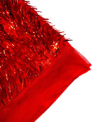 Sword Large Shiny Sequins - Red - Hanging Iridescent Sequins On Lace Fabric By Yard