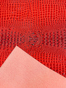Gator Embossed Vinyl Leather Fabric - Red - Faux Gator Skin Vinyl Fabric Sold By Yard