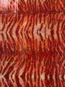 Tiger Design Spandex Fabric - Red - 58/60" Animal Print Mystique 4 Way Stretch Fabric By Yard