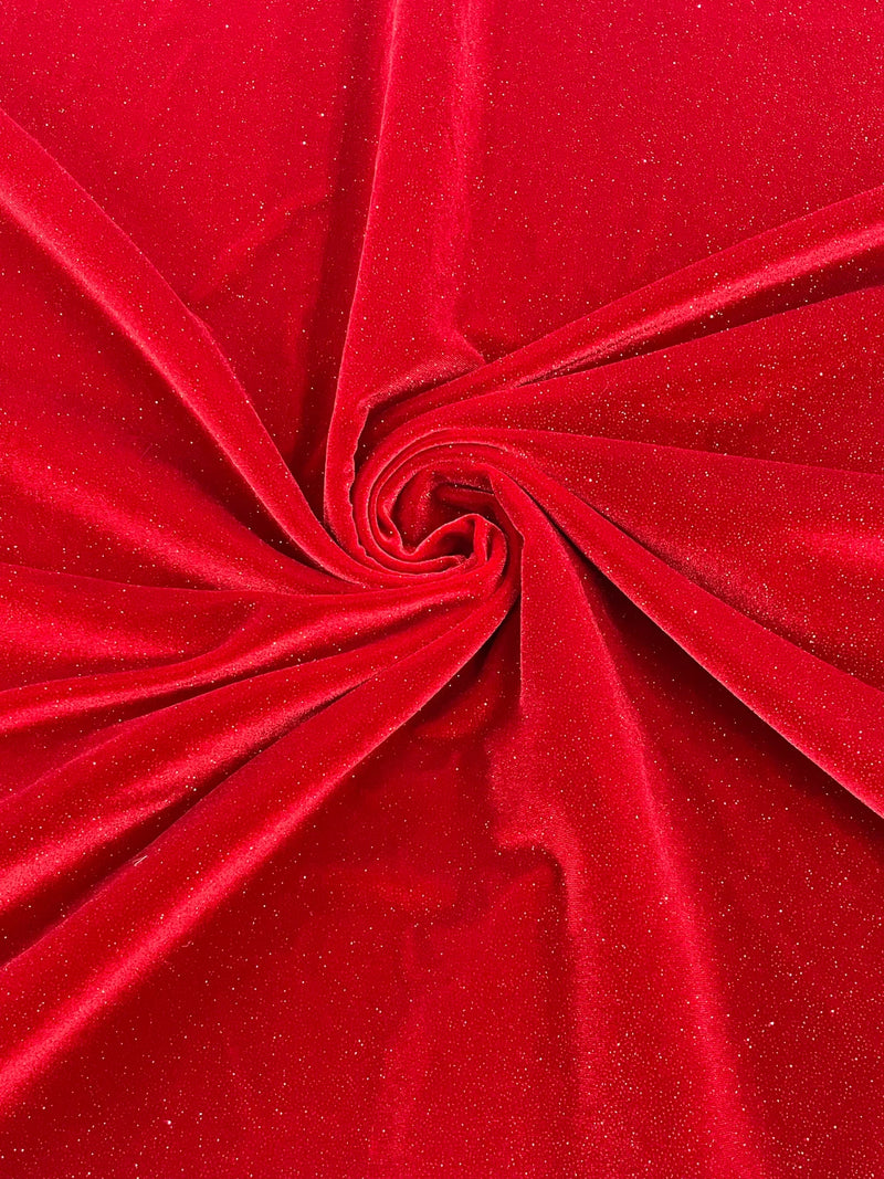 Glitter Stretch Velvet Fabric - 58"/60 Stretch Shimmer Glitter Velvet Fabric By Yard