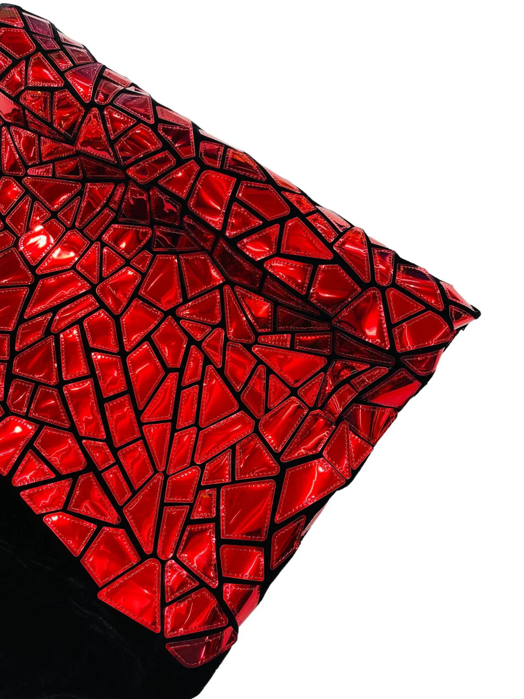 Mirror Sequins Velvet Fabric - Red - Large Shiny Mirror Cut Sequins By Yard