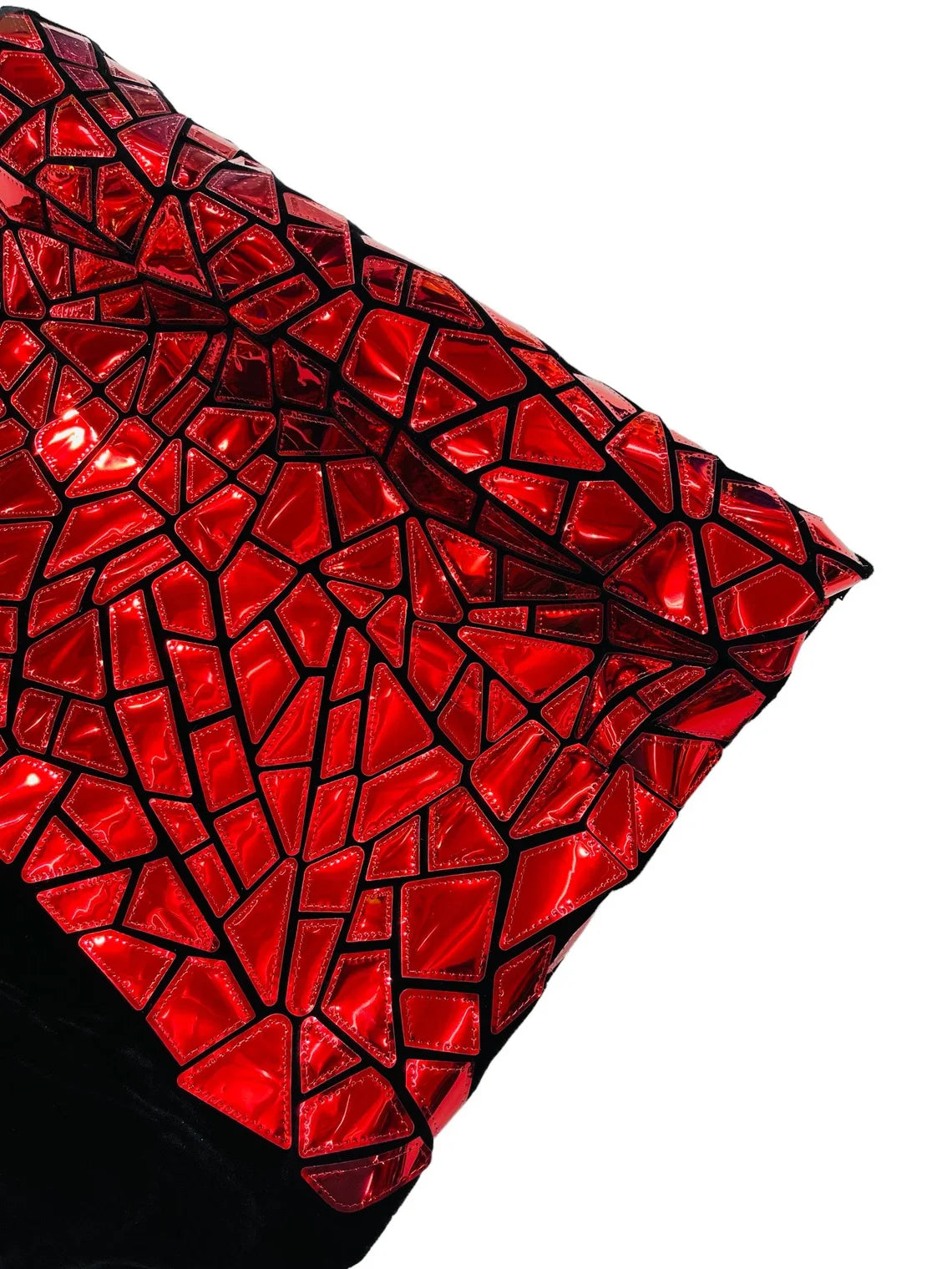 Mirror Sequins Velvet Fabric - Red - Large Shiny Mirror Cut Sequins By Yard