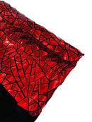 Mirror Sequins Velvet Fabric - Red - Large Shiny Mirror Cut Sequins By Yard