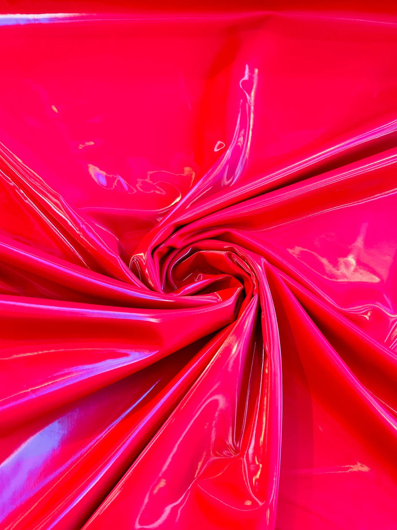 Latex Shiny Vinyl - Red - 4 Way Stretch Milliskin Vinyl Spandex Latex Fabric Sold by Yard