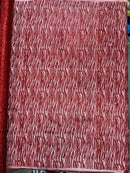 Zebra Stripe Glitter Fabric - Red - Glitter Design Zebra Lines on Lace Fabric By Yard