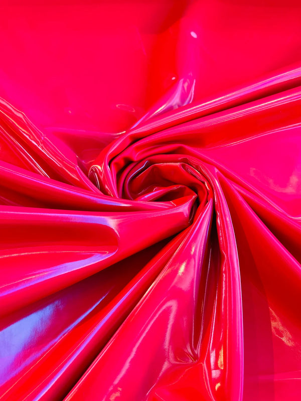 Latex Shiny Vinyl - Red - 4 Way Stretch Milliskin Vinyl Spandex Latex Fabric Sold by Yard