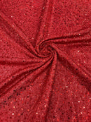Shimmer Glitter Bead Fabric - Red - Sparkle Stretch Sequins Bead Shiny Glitter Fabric By Yard