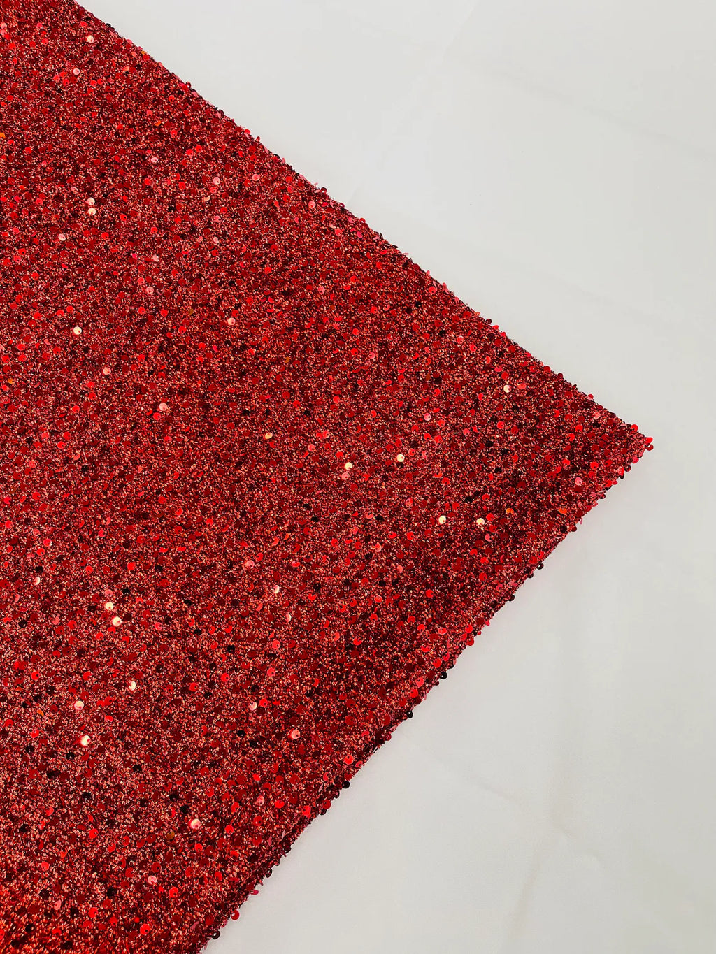 Sequins on Metallic Foil - Red  - 5mm Sequins Confetti 2Way Stretch Spandex Fabric by yard