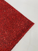 Sequins on Metallic Foil - Red  - 5mm Sequins Confetti 2Way Stretch Spandex Fabric by yard