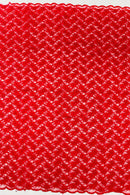 Floral Pearls and Sequins Fabric - Red - Beaded Fabric Embroidered Lace By The Yard