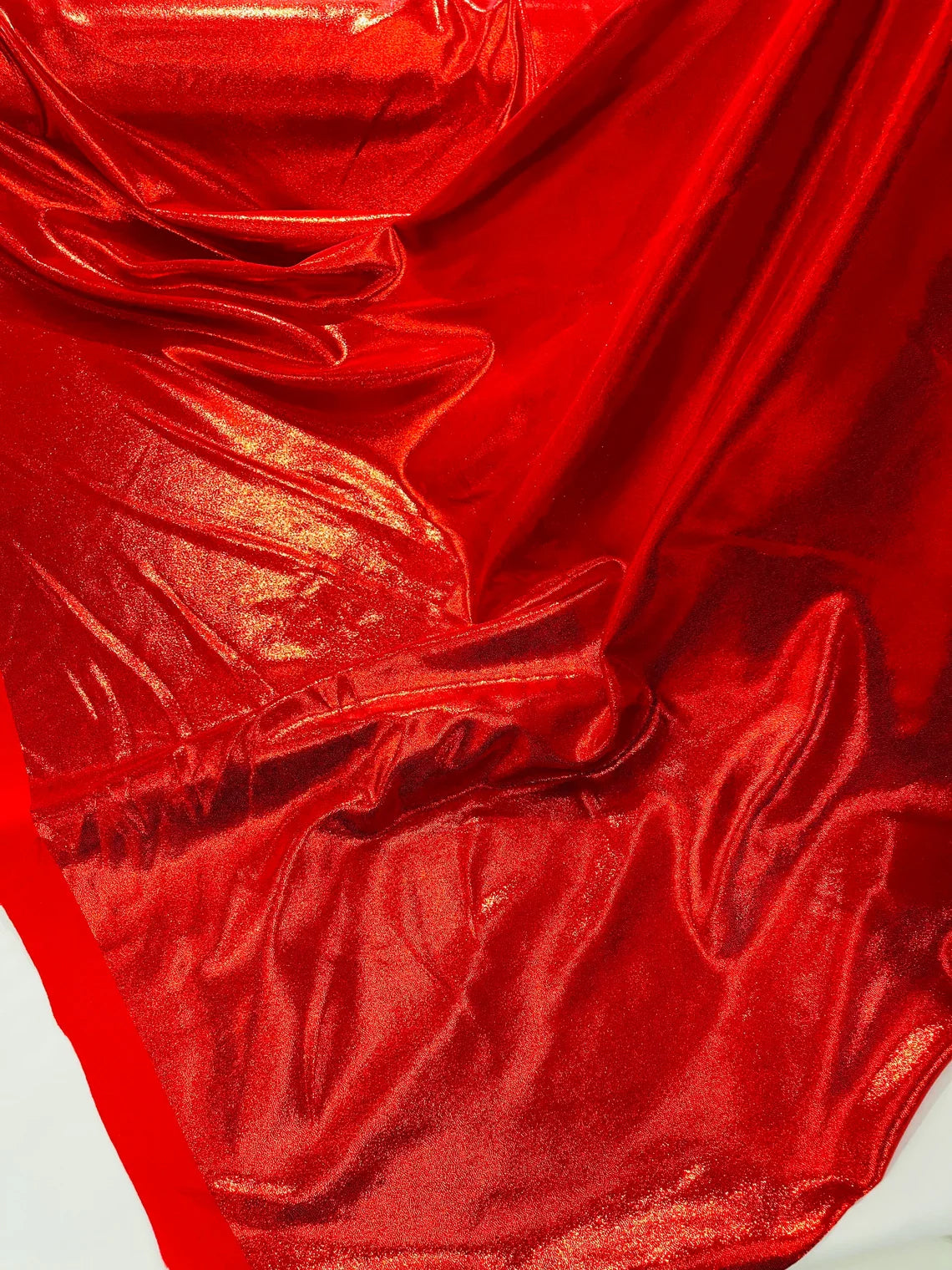 Foil Metallic Spandex Fabric - Red - Shiny Metallic Foil Spandex Fabric by Yard