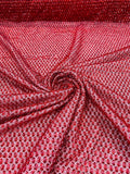 Beaded Glitter Tulle Fabric - Red - 60" Wide Shiny Glitter Mesh Fabric Sold By The Yard