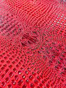 Gator Embossed Vinyl Leather Fabric - Red - Faux Gator Skin Vinyl Fabric Sold By Yard