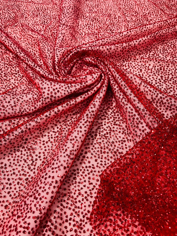 Glitter Mesh Sheer Fabric - Red - 60" Wide Shiny Glitter Mesh Fabric Sold By The Yard