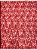 Embroidery Floral Bead Fabric - Red - Bridal Embroidery Beaded Floral  Fabric Sold by Yard