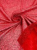 3D Beaded Lace Fabric - Red - Heavy Embroidery Handmade Lace, Beaded Fabric By Yard