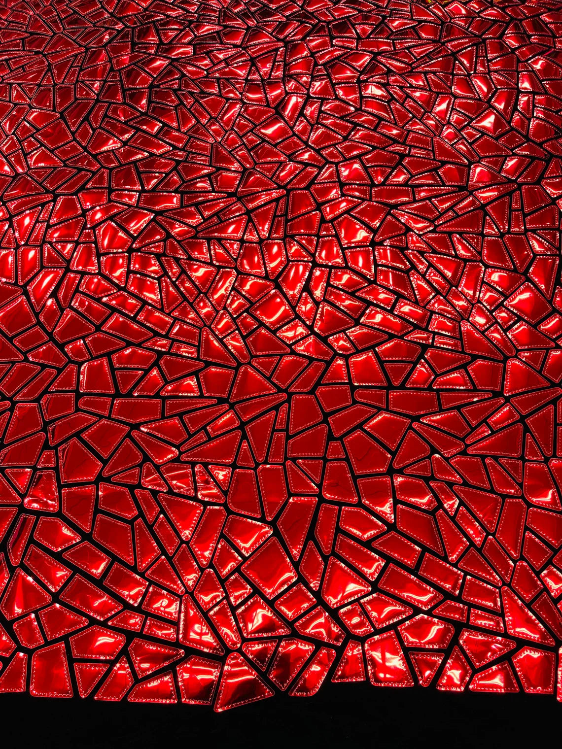 Mirror Sequins Velvet Fabric - Red - Large Shiny Mirror Cut Sequins By Yard