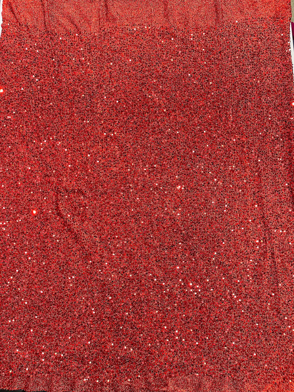 Sequins on Metallic Foil - Red  - 5mm Sequins Confetti 2Way Stretch Spandex Fabric by yard