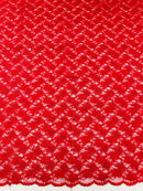 Floral Pearls and Sequins Fabric - Red - Beaded Fabric Embroidered Lace By The Yard