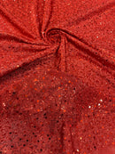 Shimmer Glitter Bead Fabric - Red - Sparkle Stretch Sequins Bead Shiny Glitter Fabric By Yard