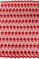 Embroidered Flower Fabric - Red - Floral Design Scalloped Border Fabric By Yard