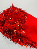 Sword Large Shiny Sequins - Red - Hanging Iridescent Sequins On Lace Fabric By Yard