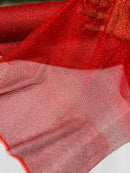 Shimmer Glitter Mesh Fabric - Red - Shiny Glitter Dots Design on Lace Mesh Sold By Yard