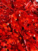 Jumbo Oval Sequins - Red - Paillette Big Oval Sequins Design Fabric By Yard