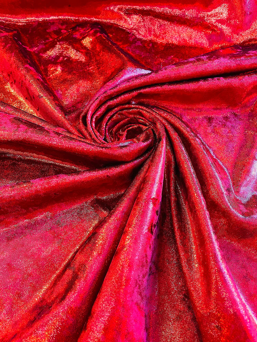 Iridescent Foggy Foil Fabric - Red Iridescent - Oil Slick 58/60" Stretch Foil Velvet Fabric By Yard