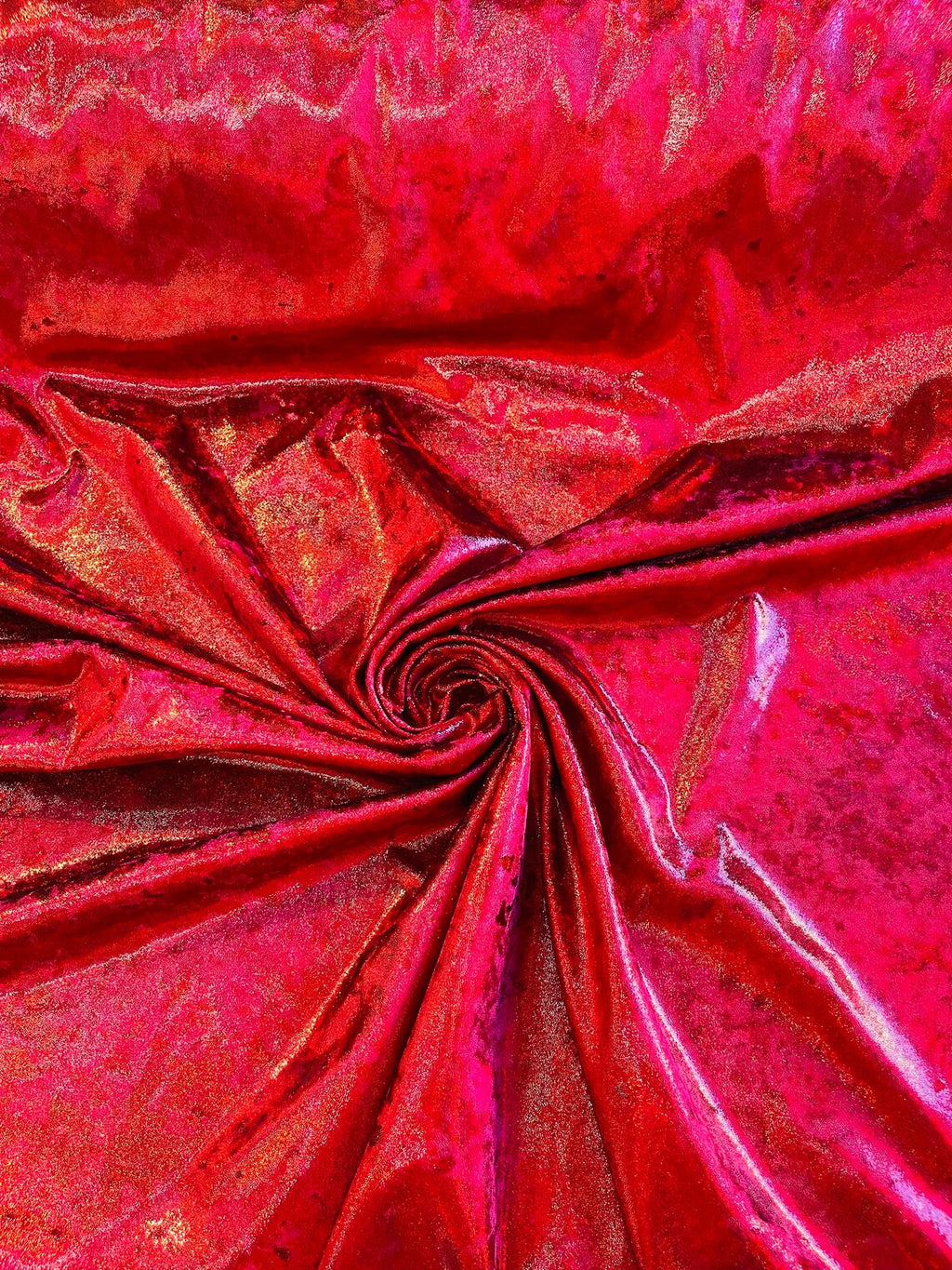 Iridescent Foggy Foil Fabric - Red Iridescent - Oil Slick 58/60" Stretch Foil Velvet Fabric By Yard