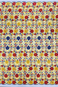 Multi-Color Floral Design Fabric - Red / Yellow / Blue - Flower Design Embroidered Lace  By Yard
