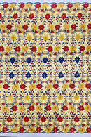 Multi-Color Floral Design Fabric - Red / Yellow / Blue - Flower Design Embroidered Lace  By Yard