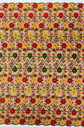 Multi-Color Floral Design Fabric - Red / Yellow / Green - Flower Design Embroidered Lace  By Yard