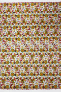 Floral Multi-Color Lace Fabric - Red / Yellow / Green on Black - Embroidered Design Lace By Yard