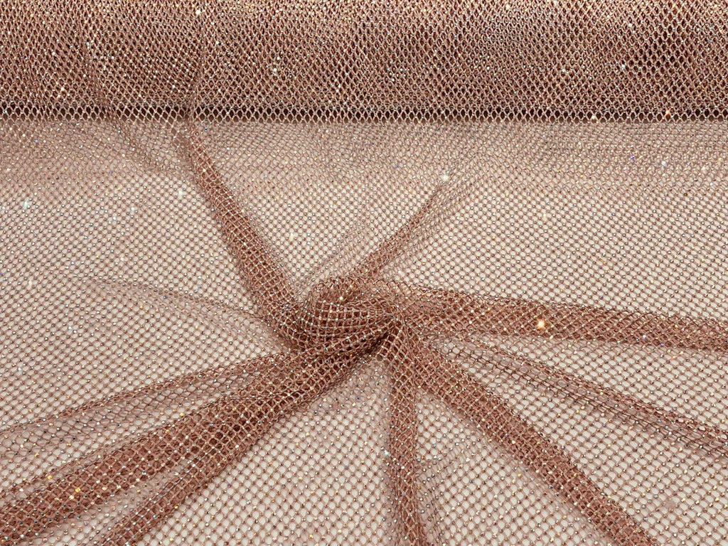 Fish Net Spandex Rhinestone Fabric - Spandex Fish Net Rhinestones Fabric - 15 Yard Roll