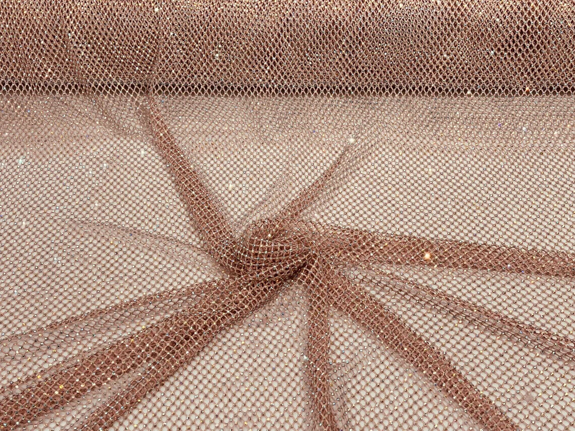 Fish Net Spandex Rhinestone Fabric - Spandex Fish Net Rhinestones Fabric - 15 Yard Roll