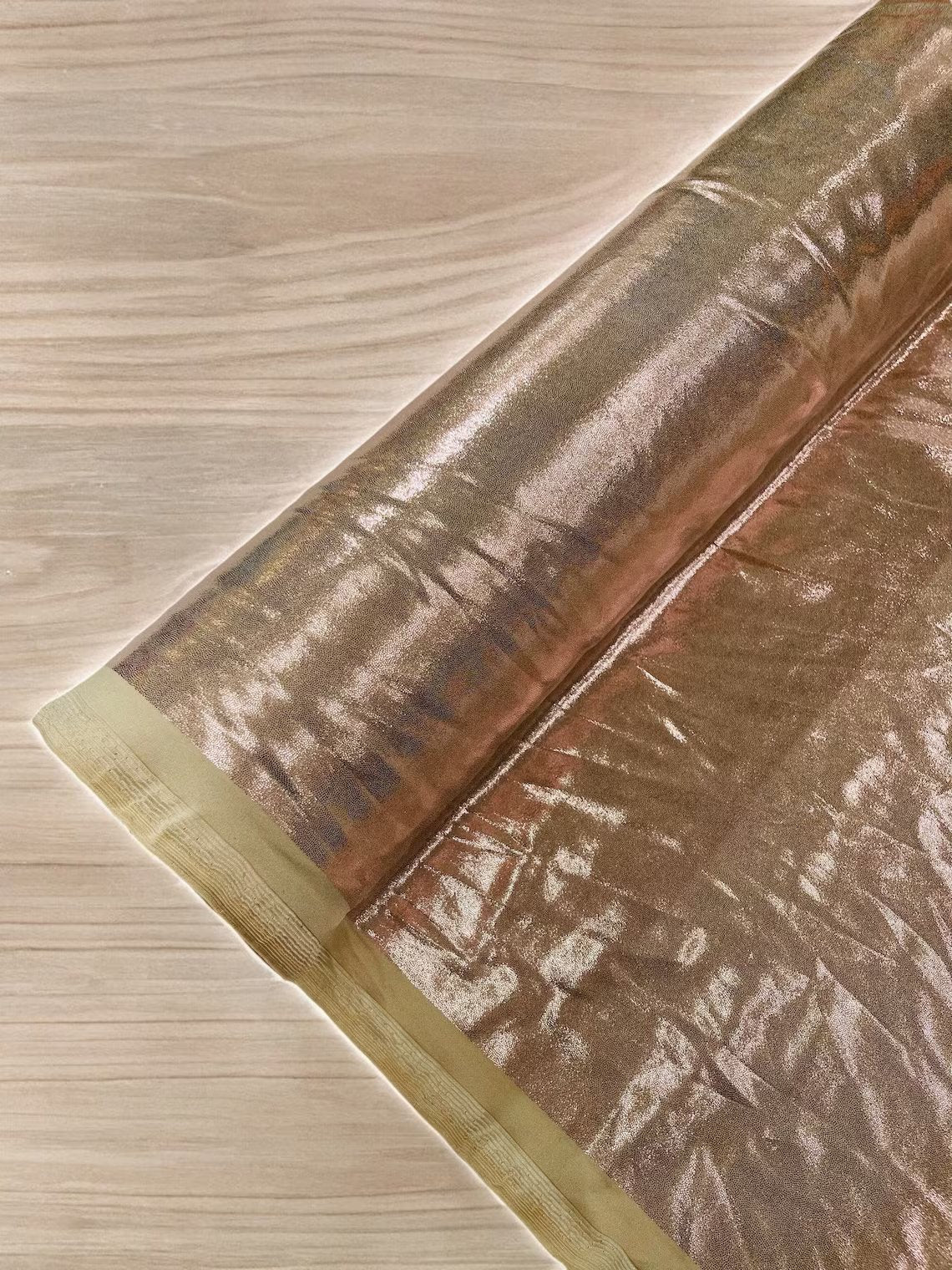 Foil Metallic Spandex Fabric - Rose Gold - Shiny Metallic Foil Spandex Fabric by Yard