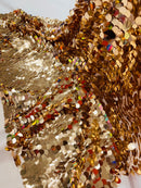 Round Large Sequins - Rose Gold - Paillette Large Round Sequins Design Fabric By Yard