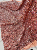 Stretch Velvet Sequins Fabric - Rose Gold - Velvet Sequins 2 Way Stretch 58/60” By Yard