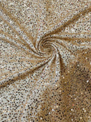 Pearl Sequins Bead Fabric - Rose Gold - Small Beads and Sequins Embroidered on Lace By Yard