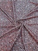 Stretch Velvet Sequins Fabric - Rose Gold - Velvet Sequins 2 Way Stretch 58/60” By Yard